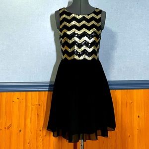 EUC-Black and gold sequined dress